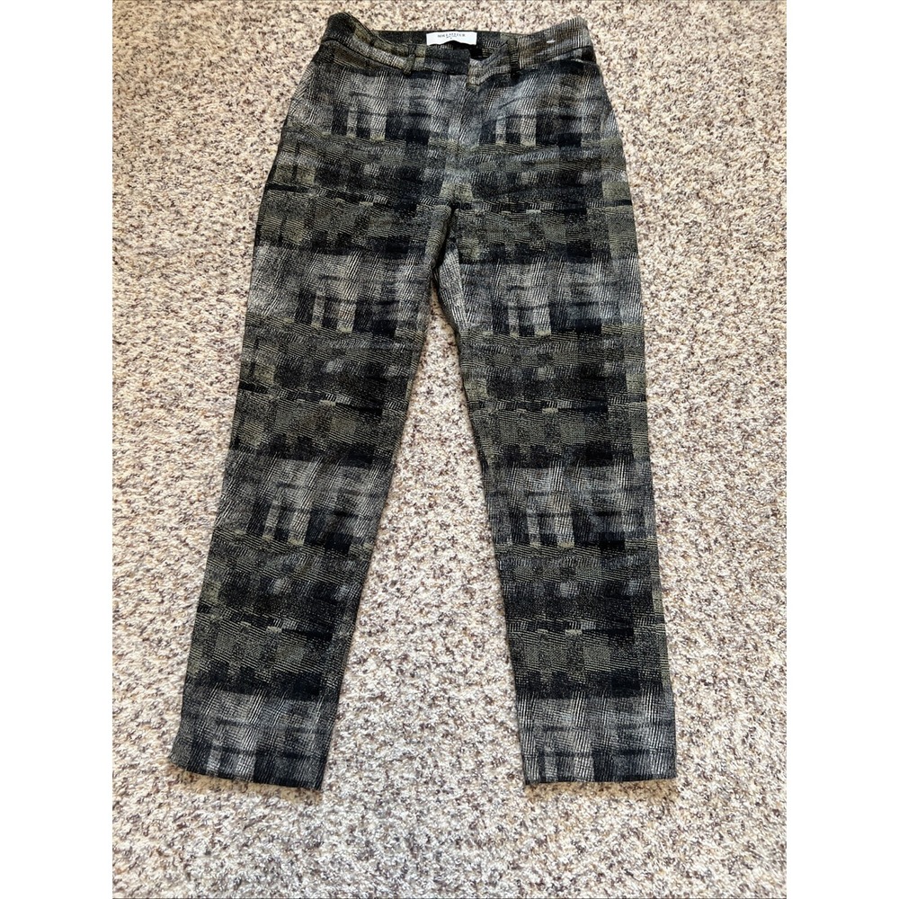 MM Lafleur Women Crop Pants Olive‎ Gray Sz 6 Tapered Half Lined Cotton Blend